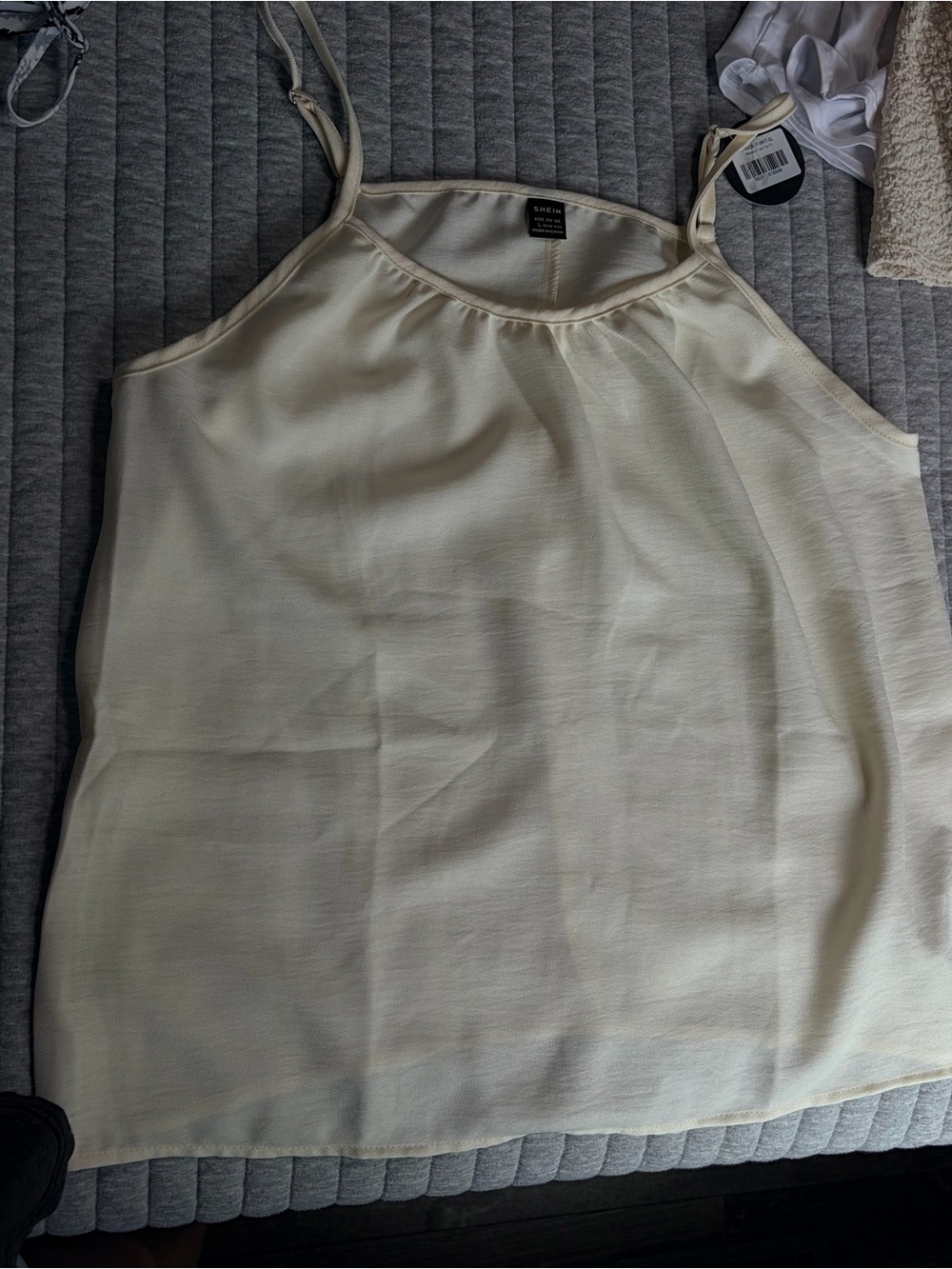 SHEIN Ivory Satin-Look Spaghetti Strap Cami